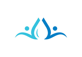 water drop dengan people logo design template