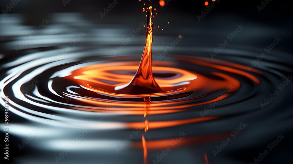 Poster abstract red and black liquid splashing with dynamic waves