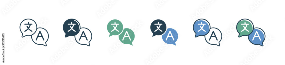 Poster simple bubble language translate icon set online communication dictionary translation vector illustration for web and app