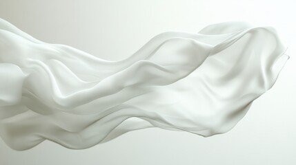 Obraz premium Soft white fabric floating delicately in the wind, creating gentle waves against a clean white background.