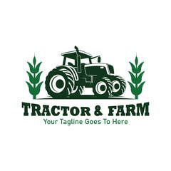 Farm tractor logo design. tractor logo for farming. farm tractor logo design template © haerul