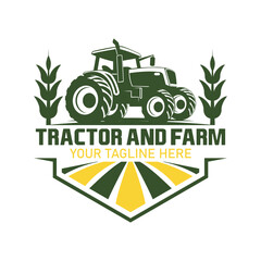 Farm tractor logo design. tractor logo for farming. farm tractor logo design template © haerul