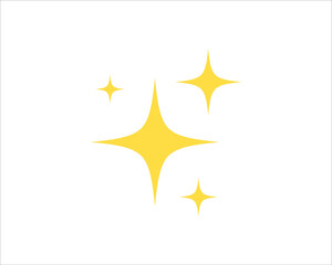 Sparkling star icons set. Set of yellow sparkle star icons. Rating star. Bright vector stars. Flash, shine sparkle icon, glare, light, blink star. Modern simple golden stars collection. 