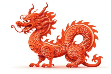 Chinese dragon craft chinese new year white background.