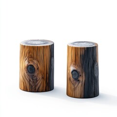 Rustic wooden stools on a minimalist background