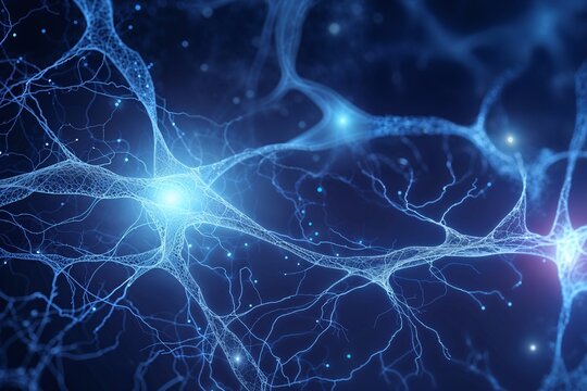 Intricate network of neurons firing, creating a web of connections. The image evokes a sense of complexity and wonder
