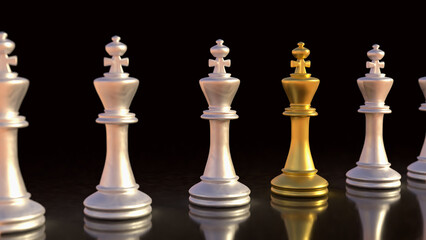 The Chess on Black Background  3d rendering.
