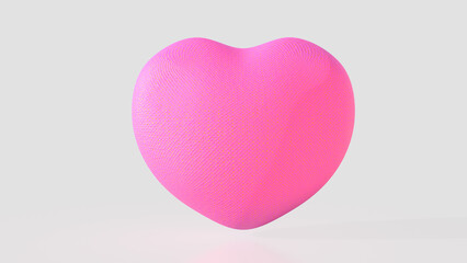 The pink Heart on white background  for love concept 3d rendering.
