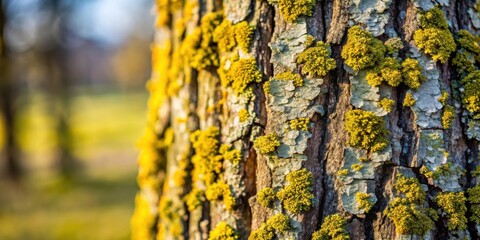 Close up shot of tree bark covered in lichen