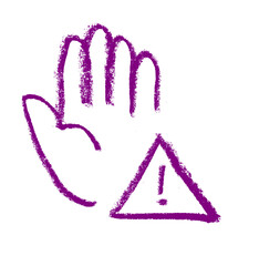 Hand Halt Warning Alert Icons Crayon Chalk Drawing