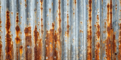 Rustic galvanized metal texture with weathered rust spots for industrial background