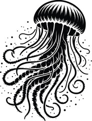 Illustration of octopus shilloutee vector 