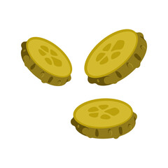 Pickled cucumber slice vector illustration isolated on a white background.