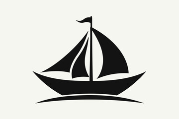 A  Boat Logo vector art illustration with a simple Historic Sailing Boat icon logo silhouette black vector art