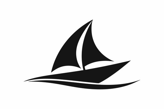 recommend clip art: A Boat Logo vector art illustration with a simple Historic Sailing Boat icon logo silhouette black vector art