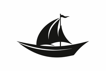 A  Boat Logo vector art illustration with a simple Historic Sailing Boat icon logo silhouette black vector art