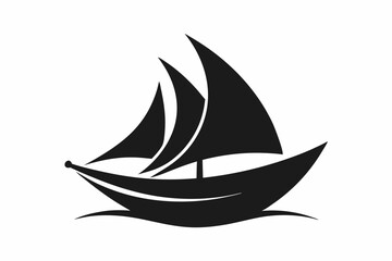 A  Boat Logo vector art illustration with a simple Historic Sailing Boat icon logo silhouette black vector art