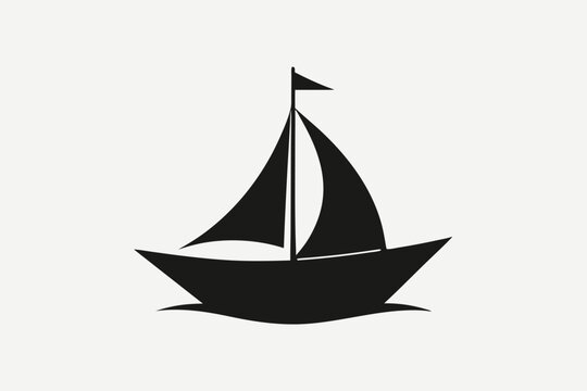 recommend clip art: A  Boat Logo vector art illustration with a simple Historic Sailing Boat icon logo silhouette black vector art