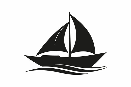 recommend clip art: A  Boat Logo vector art illustration with a simple Historic Sailing Boat icon logo silhouette black vector art