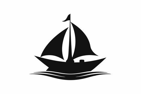 recommend clip art: A  Boat Logo vector art illustration with a simple Historic Sailing Boat icon logo silhouette black vector art