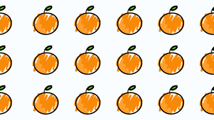 Vector illustration. Seamless pattern of orange. Hand-drawn style. Line art. Color doodle style. Design for wallpaper, background, poster, banner.