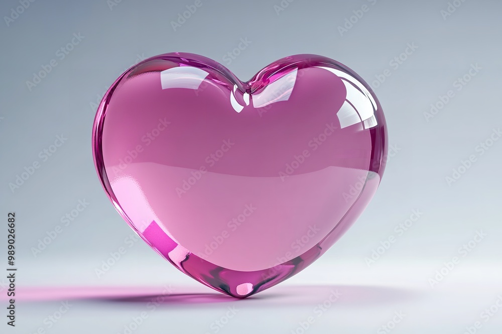 Wall mural a backdrop with a glossy pink heart isolated. generative ai