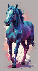 Fantasy Splendor- A Colorful Horse in Dreamy Hues