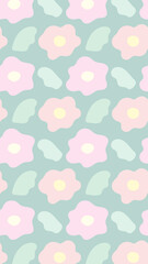 16:9 お花のシンプルなパターングリーン壁紙⭐︎