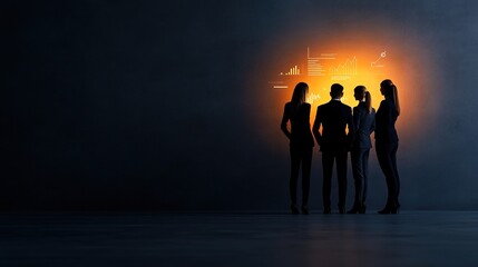 Business Discussion with Data Visualization in Background