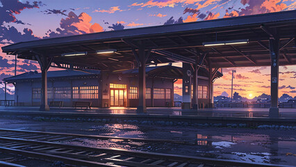 Twilight at the Abandoned Train Station