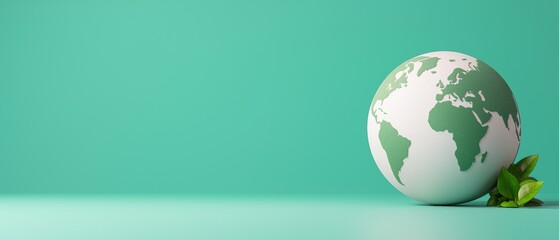 Green Earth Globe on a Solid Background