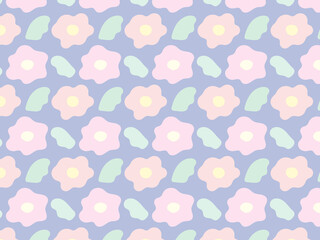 4:3 お花のシンプルなパターンブルー壁紙⭐︎