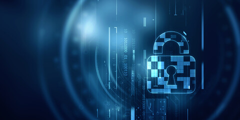 2d illustration Safety concept: Closed Padlock on digital background