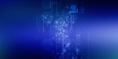 2d illustration Abstract futuristic electronic circuit technology background