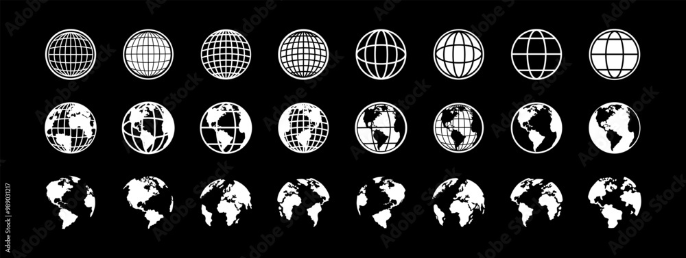 Canvas Prints earth globe. globe vector icons. world maps black. planet earth in different shapes. big set of eart