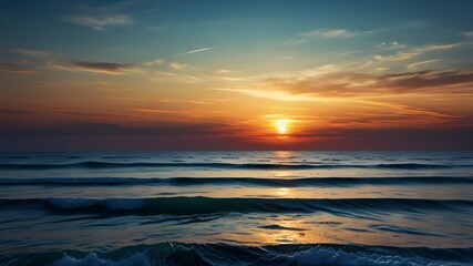 Vibrant sunrise seascape abstract coastal wallpaper with blue sky and sea