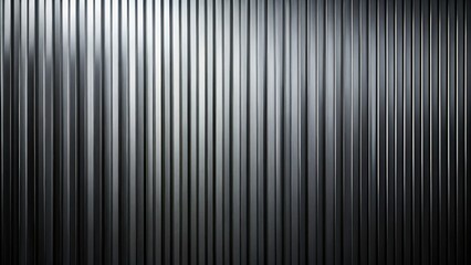 Obraz premium Panoramic view of black aluminum corrugated steel wall with gradient light