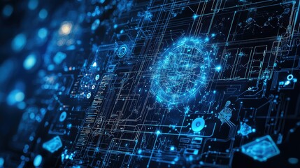 Futuristic Digital Network and Intelligence Concept Abstract Background
