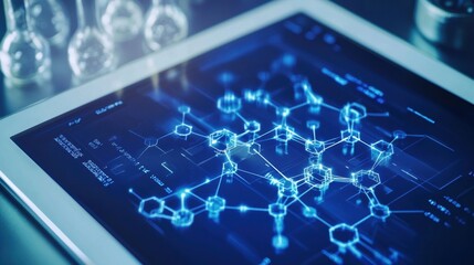 Obraz premium Glowing Molecular Structure Digital for Science and Technology Concept