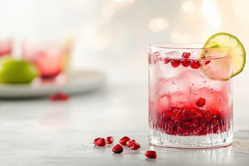 Refreshing Pomegranate Mocktail in Clear Glass