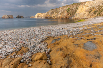 Pebble beach on the Atlantic coast.