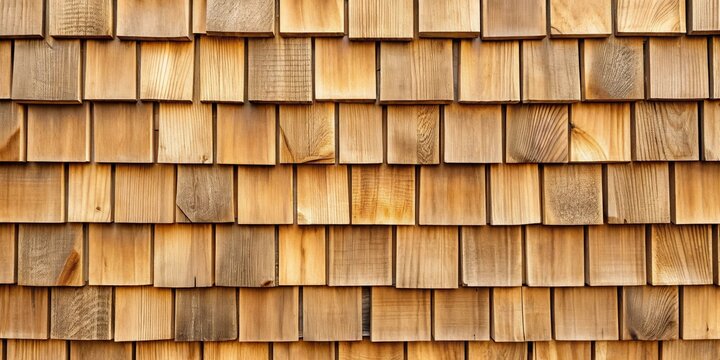 Close up of cedar shingle siding, showing rough and bumpy wood texture