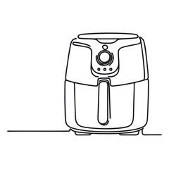 Air fryer. Icon. Vector drawing. One line art. A simple drawing of a continuous line of a kitchen electric appliance. 