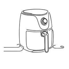 Air fryer. Icon. Vector drawing. One line art. A simple drawing of a continuous line of a kitchen electric appliance. 