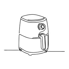 Air fryer. Icon. Vector drawing. One line art. A simple drawing of a continuous line of a kitchen electric appliance. 