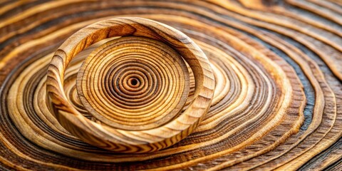 Close up of intricate patterns and textures on spindle wood, showcasing rings, organic bark, mesmerizing macro shot