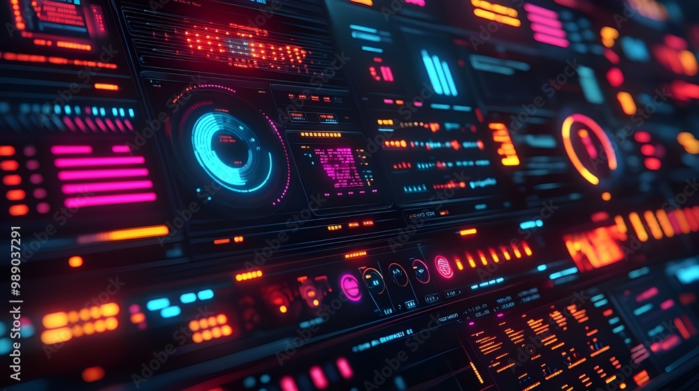 Poster futuristic interface. abstract technology background. 3d rendering - generated ai