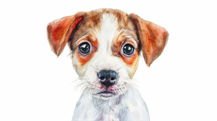 Charming Watercolor Puppy Illustration, featuring a curious puppy in soft pastels, ideal for children's invitations, includes ample space for personalized text.