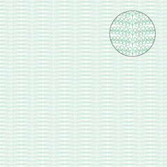 Decorative vector guilloche background grid with a pattern of branches with leaves