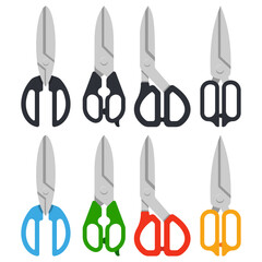Kitchen shears. Scissors vector cartoon set isolated on a white background.